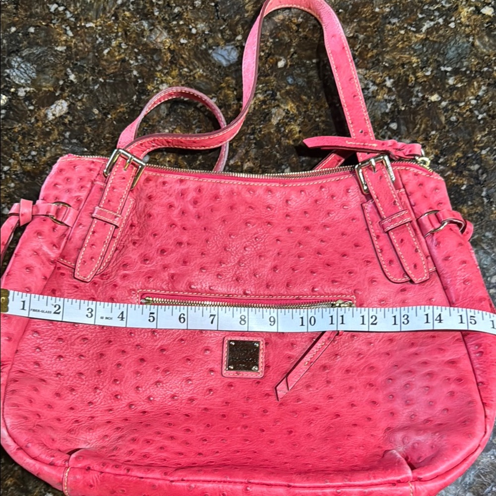 Dooney & Bourke Pink Ostrich-Embossed Handbag - Picture 3 of 10